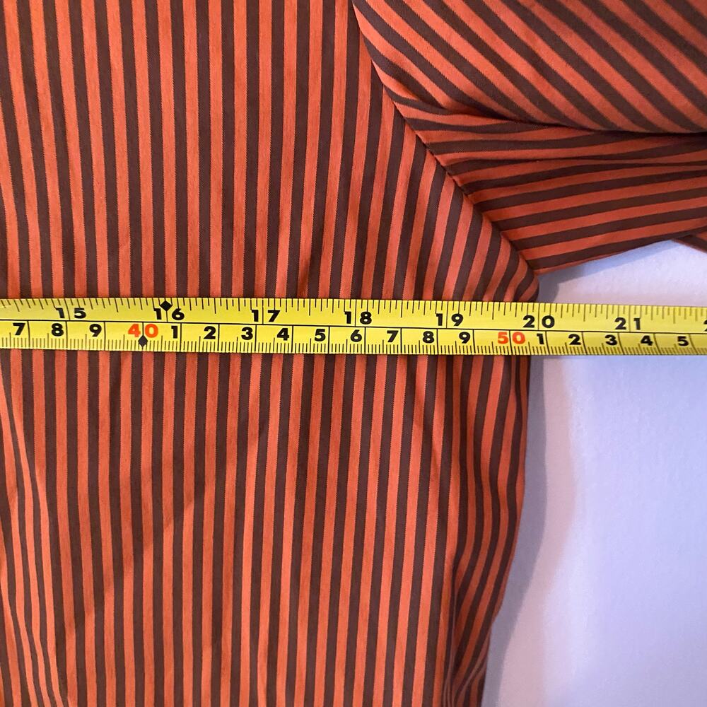 Lafayette 148 Orange Brown Pinstripe Button Down Shirt Cotton Preppy size Small - Picture 9 of 12